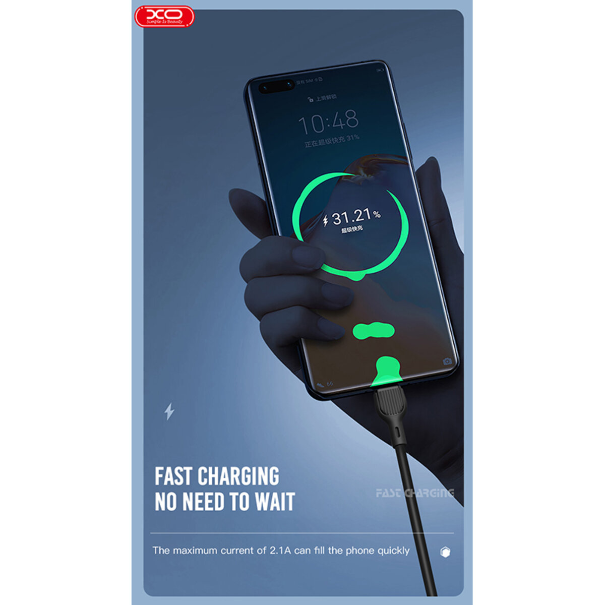 Кабель XO USB to Lightning 2,1А 2м білий (XO-NB200A-White) дивитися фото №4