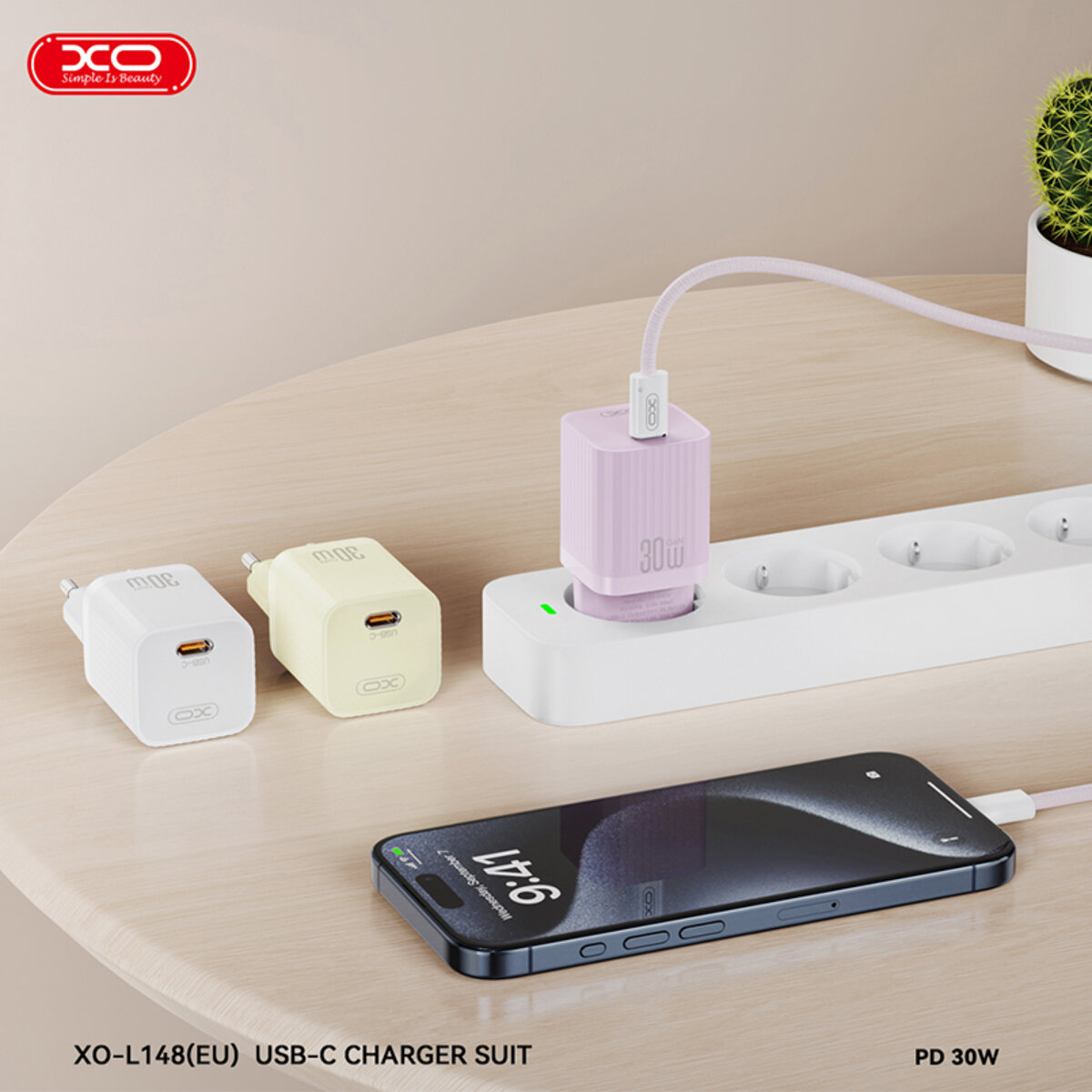 Мережевий зарядний пристрій XO L148 PD30W USB-C білий (XO-L148) дивитися фото №4