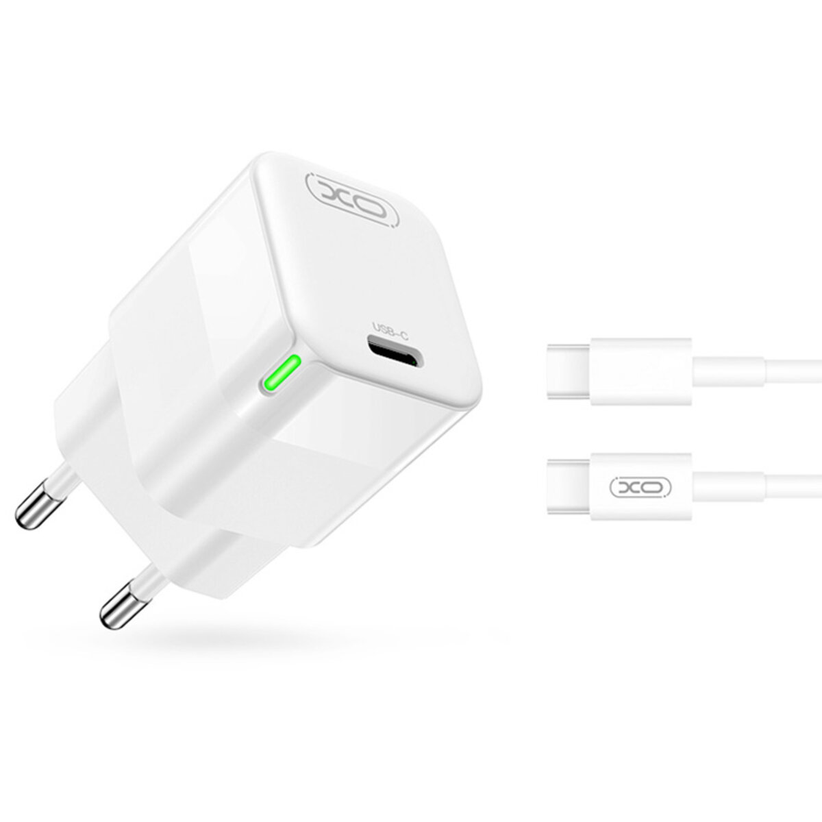 Мережевий зарядний пристрій XO CE06 PD 30W GaN + Type-C кабель білий (XO-CE06+C) дивитися фото №1