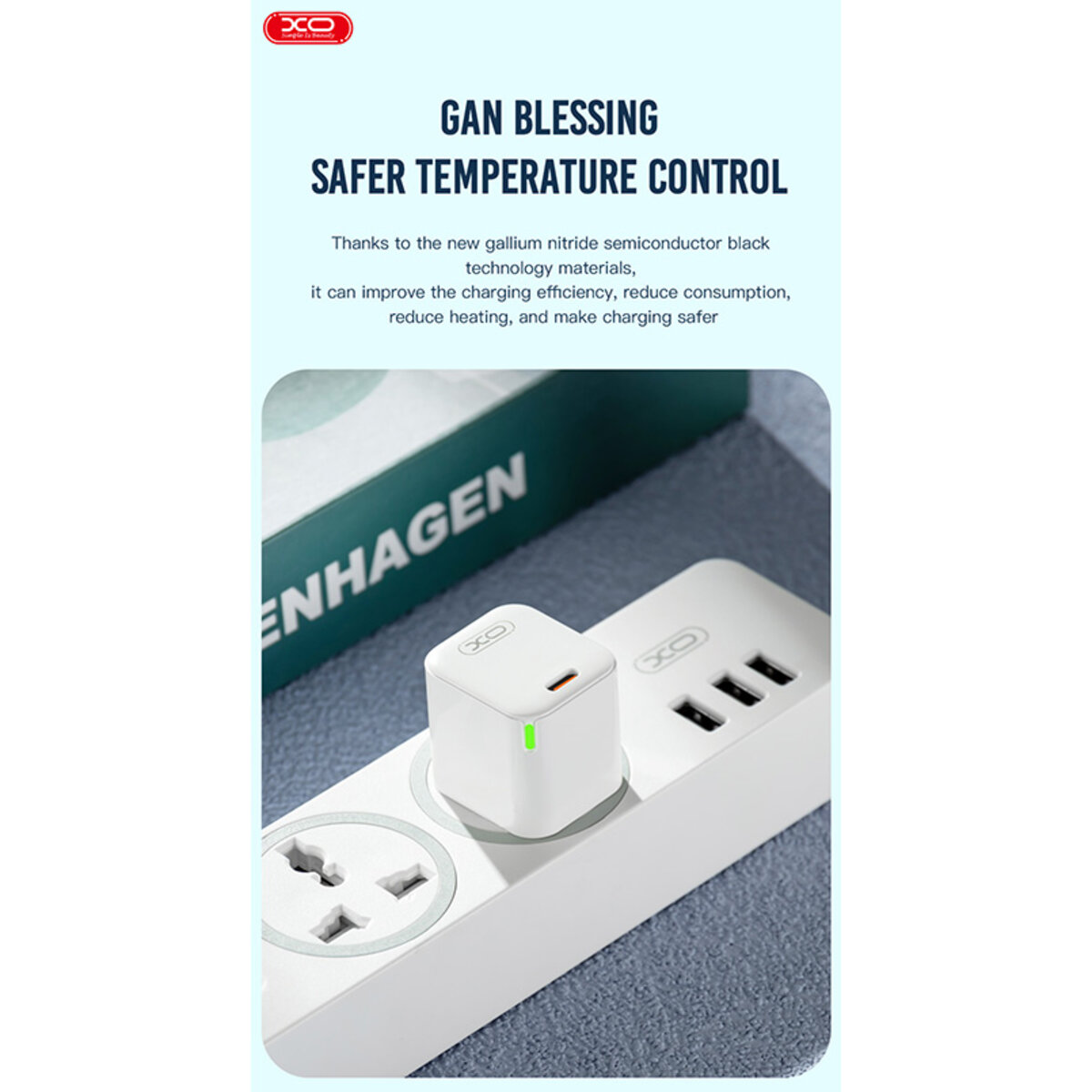 Мережевий зарядний пристрій XO CE06 PD 30W GaN + Type-C кабель білий (XO-CE06+C) дивитися фото №6