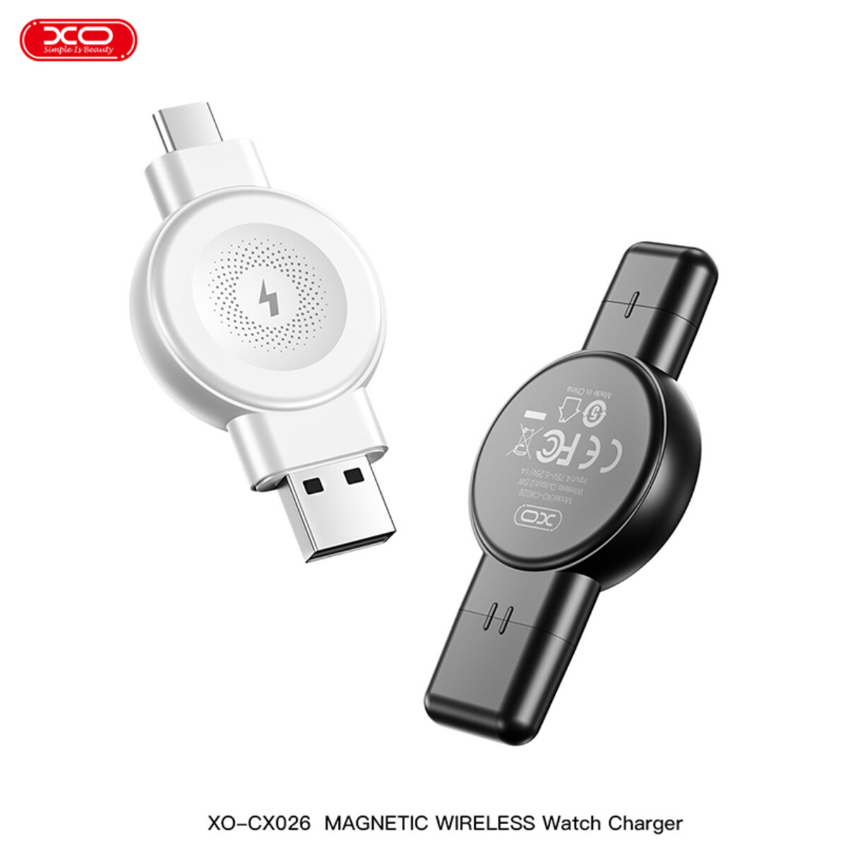 Бездротовий зарядний пристрій XO CX026 Watch Wireless Charger Apple/Samsung USB/Type-C білий (XO-CX026-White) дивитися фото №3