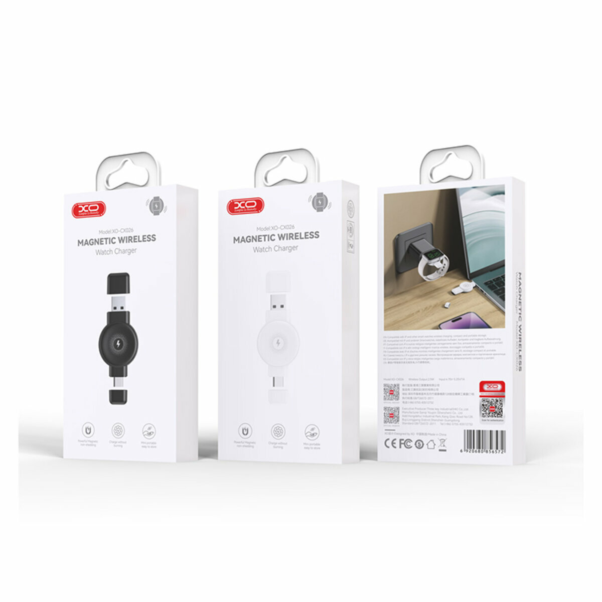 Бездротовий зарядний пристрій XO CX026 Watch Wireless Charger Apple/Samsung USB/Type-C білий (XO-CX026-White) дивитися фото №3