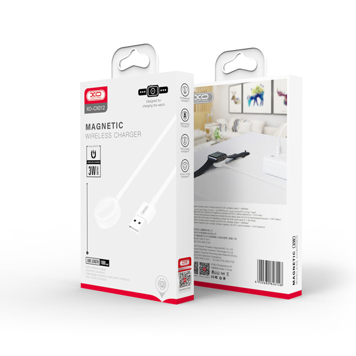 Бездротовий зарядний пристрій XO CX012 Watch Wireless Charger USB-A білий (XO-CX012) дивитися фото №7