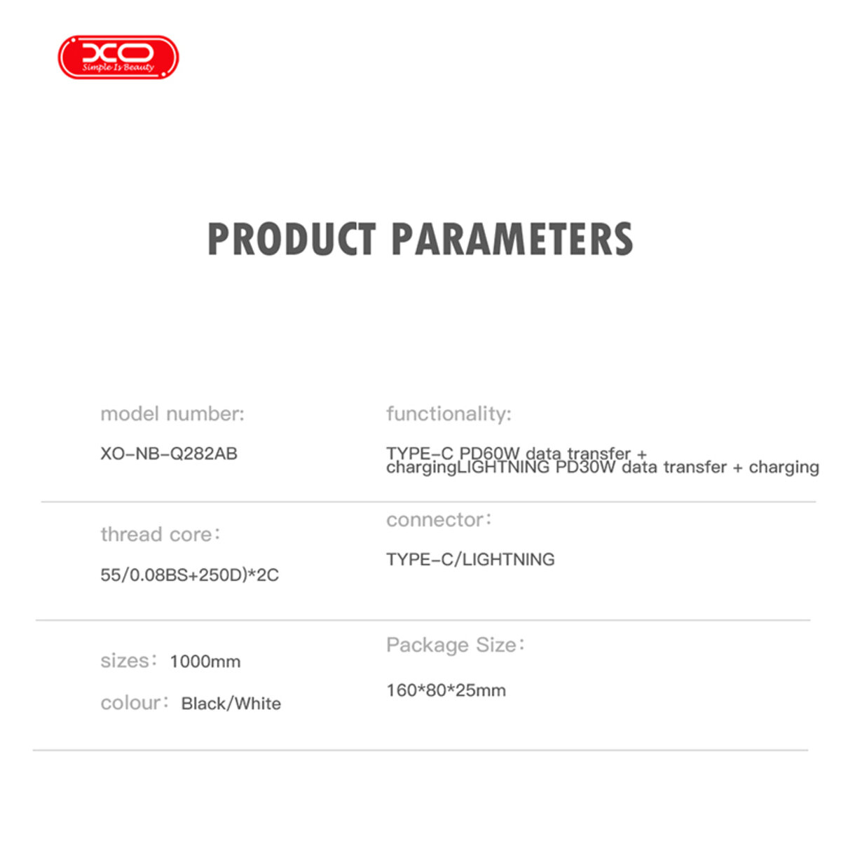 Кабель XO Brushed Silicone Type-C to Type-C 60W 1м чорний (XO-NB-Q282B-Black) дивитися фото №5