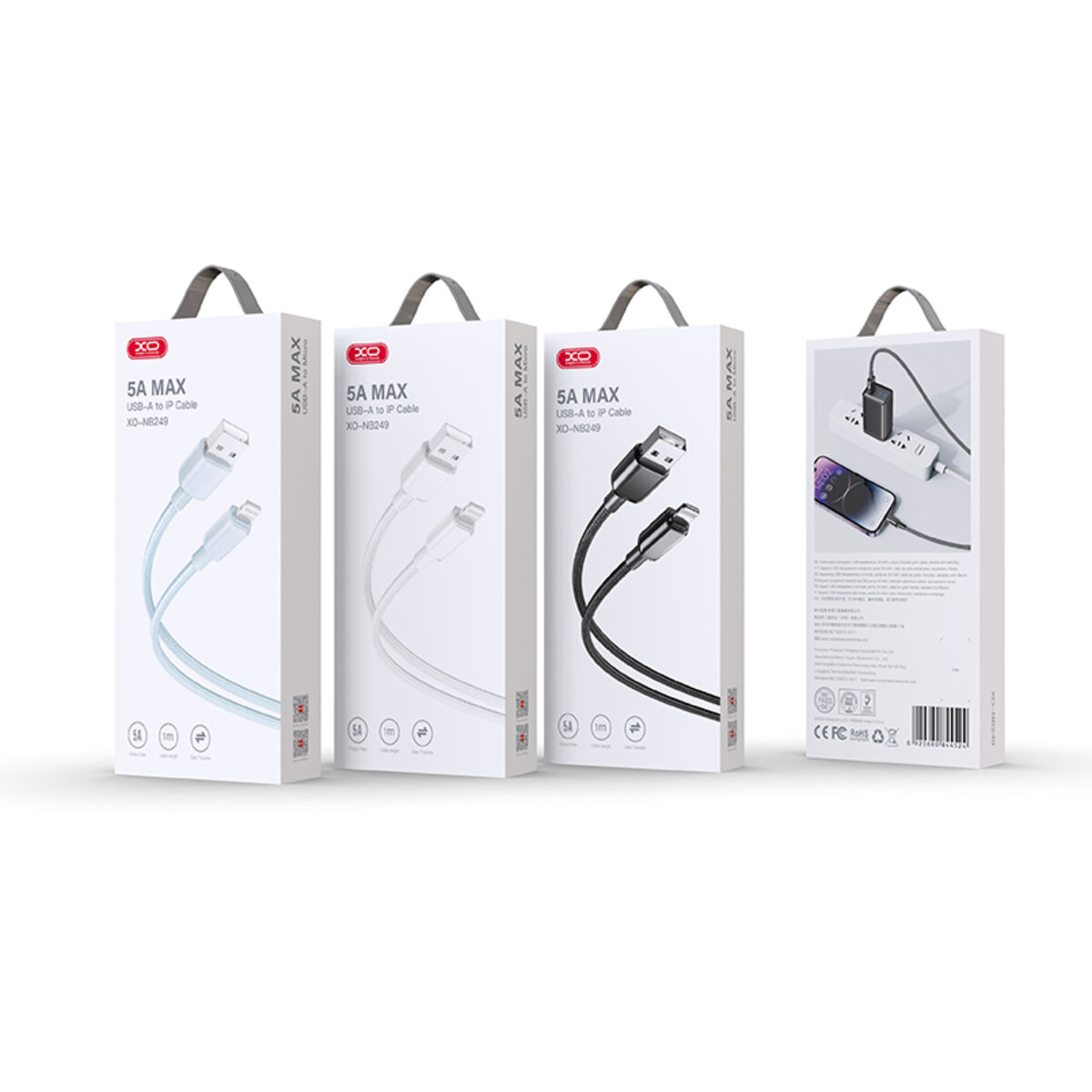 Кабель XO PVC Shiny Colorful USB to Lightning 1м чорний (XO-NB249A-Black) дивитися фото №3