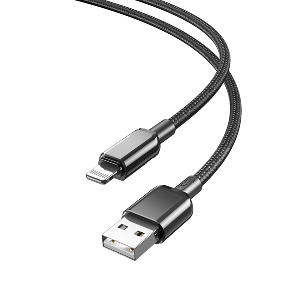 Кабель XO PVC Shiny Colorful USB to Lightning 1м чорний (XO-NB249A-Black) дивитися фото №2