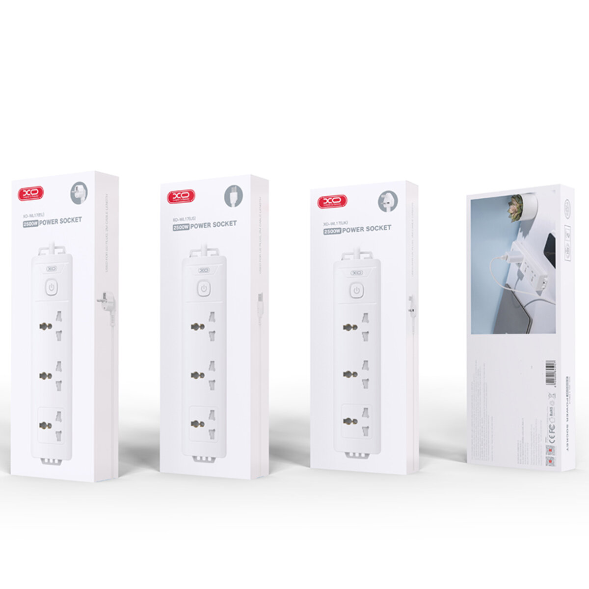 Мережевий фільтр XO WL17 3AC (3 розетки) з вимикачем  2м. білий (XO-WL17) дивитися фото №3