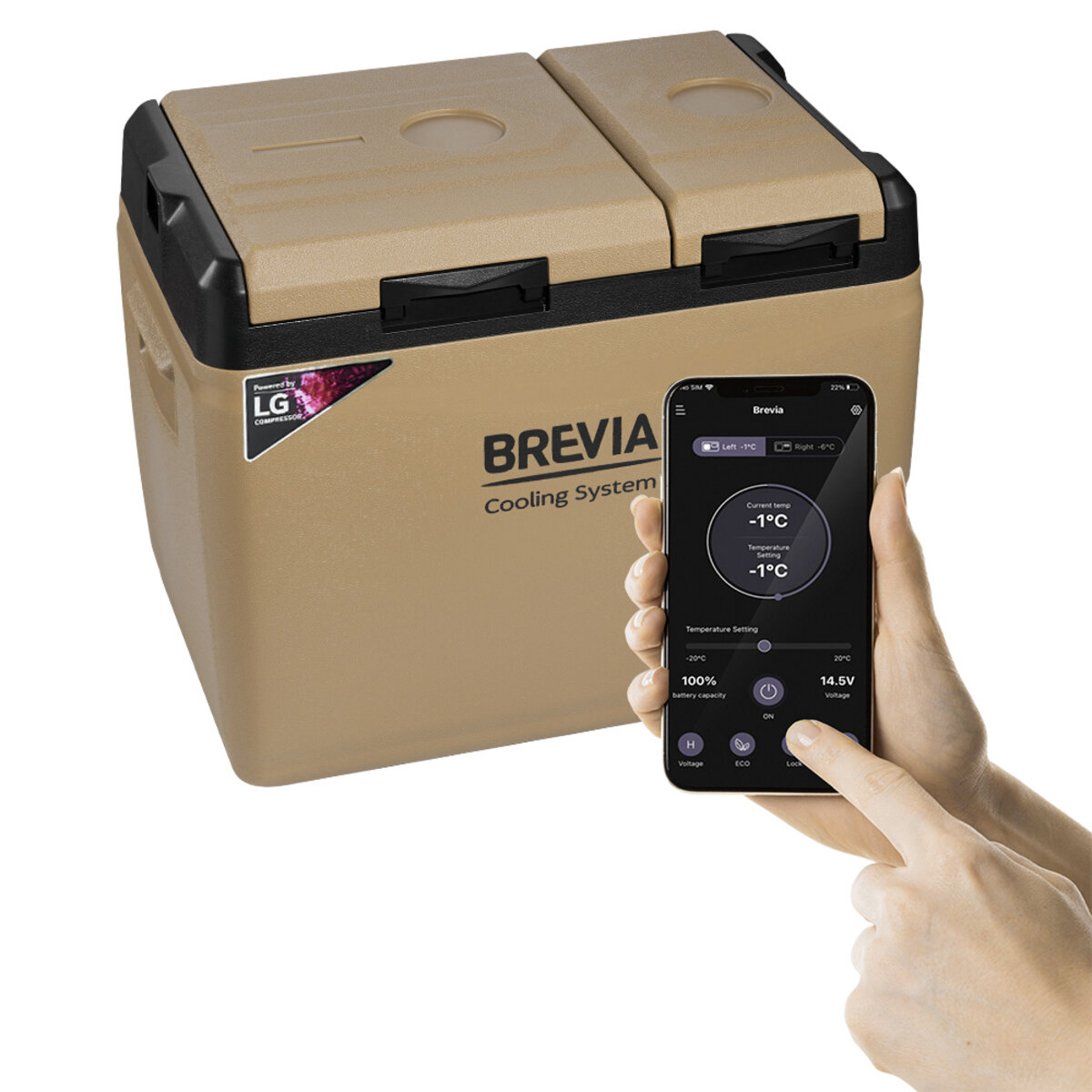 Холодильник автомобільний Brevia 39л (компресор LG) двокамерний 23405 (23405) дивитися фото №2
