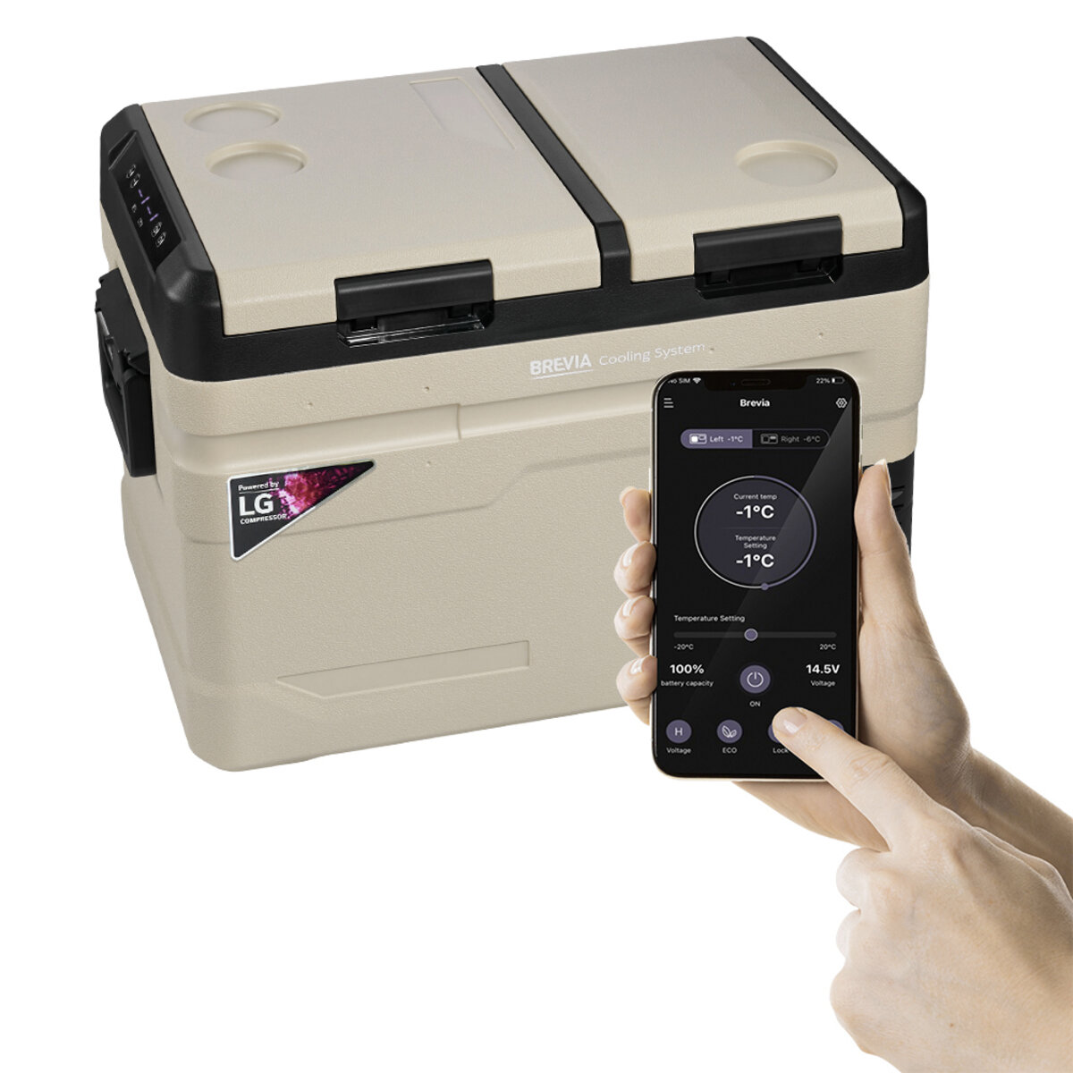 Холодильник автомобільний Brevia 38л (компресор LG) двокамерний 23425 (23425) дивитися фото №2