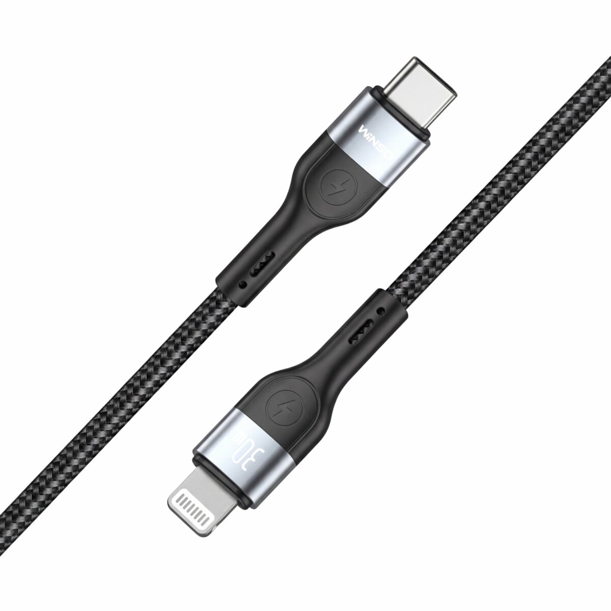 Кабель Winso Pro Type-C to Lightning 30W TPE+плетіння 2м чорний (223204B) дивитися фото №2