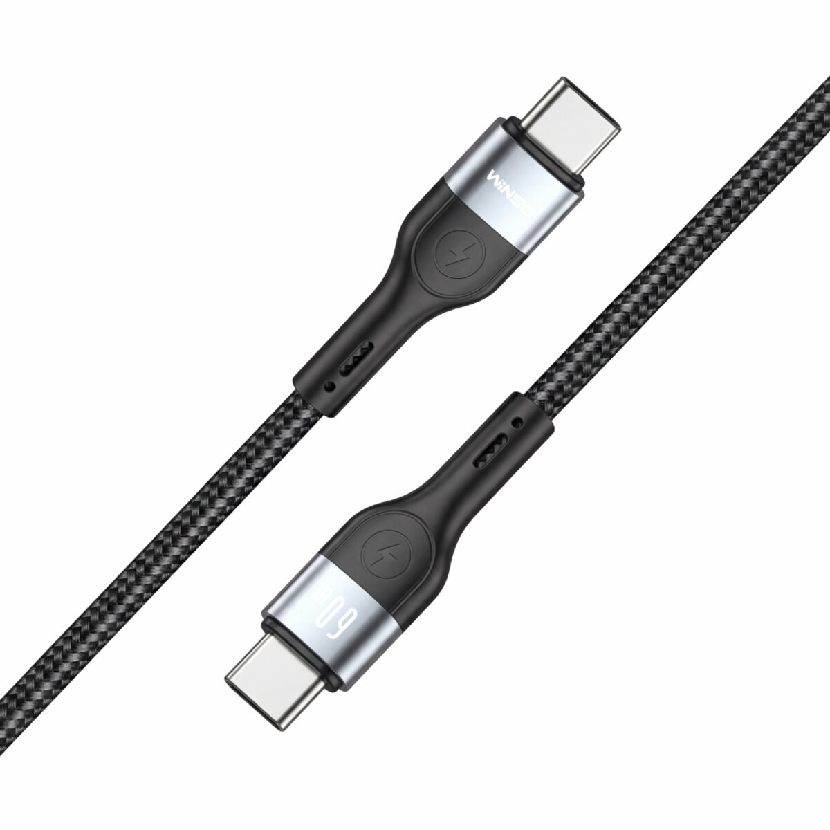 Кабель Winso Pro Type-C to Type-C 60W TPE+плетіння 1,2м чорний (223125B) дивитися фото №2