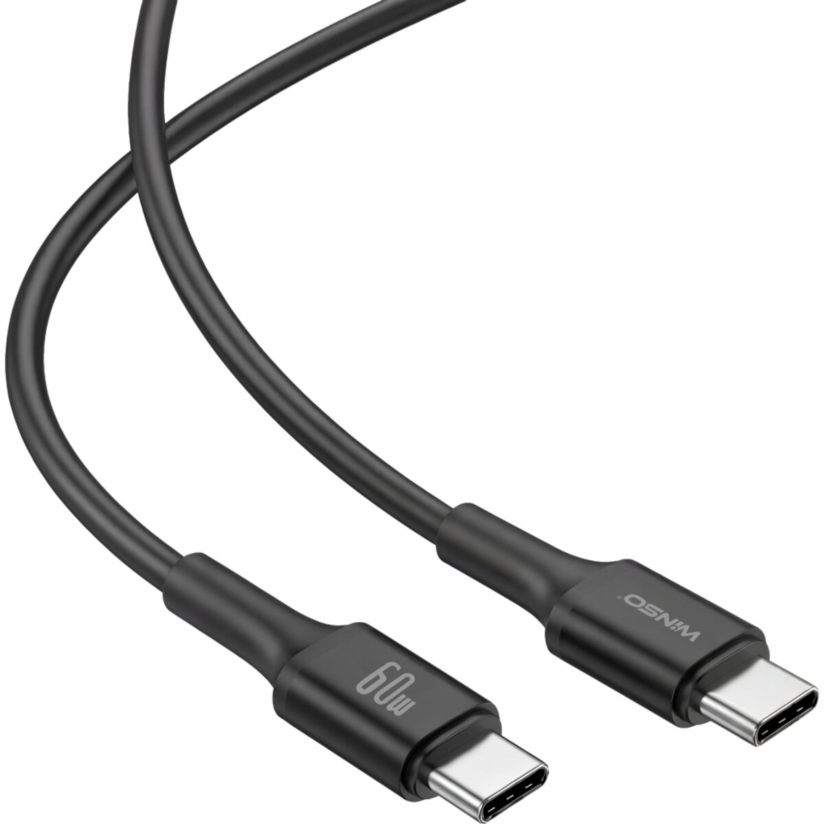 Кабель Winso Pro Type-C to Type-C 60W TPE 1,2м чорний (222125B) дивитися фото №3