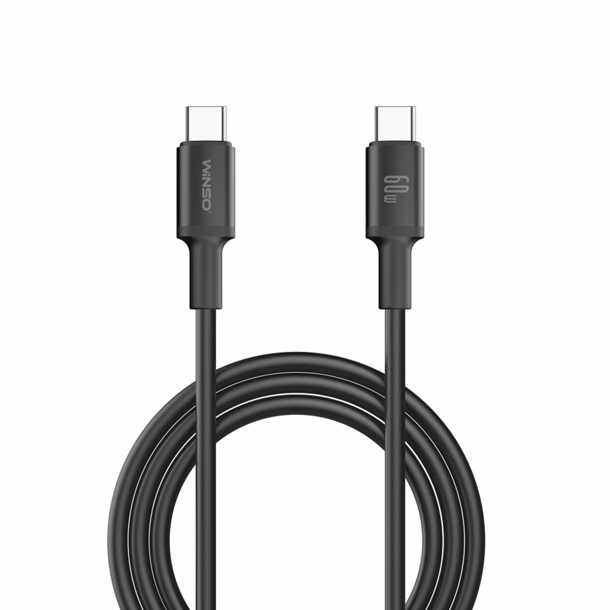 Кабель Winso Pro Type-C to Type-C 60W TPE 1,2м чорний (222125B) дивитися фото №1