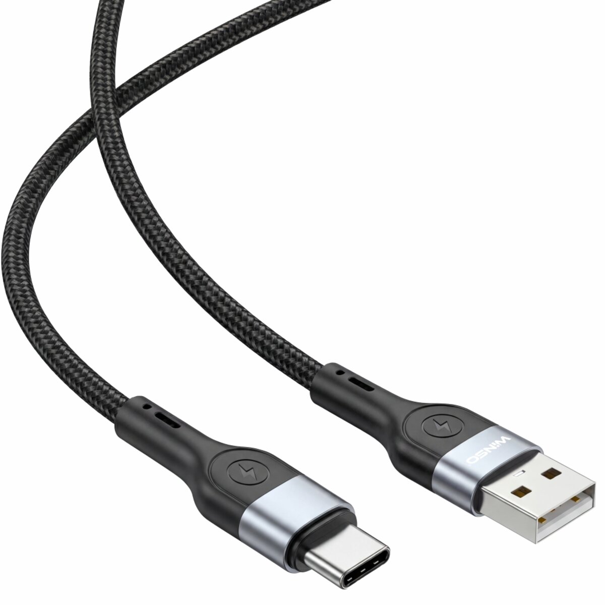 Кабель Winso Pro USB to Type-C TPE+плетіння 1,2м чорний (223123B) дивитися фото №3