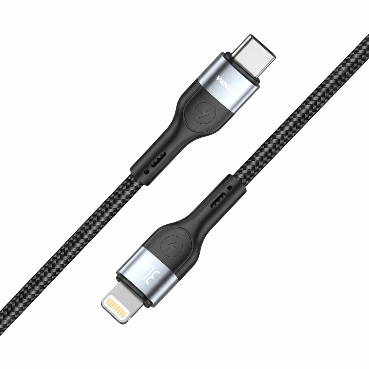 Кабель Winso Pro Type-C to Lightning 30W TPE+плетіння 1м чорний (223104B) дивитися фото №2