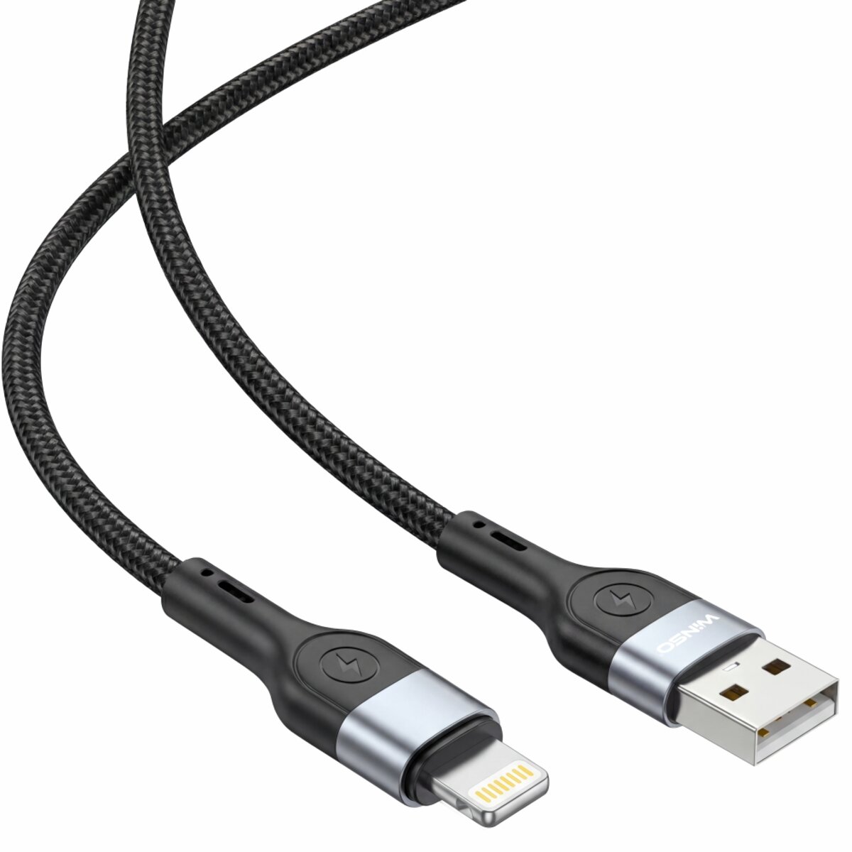 Кабель Winso Pro USB to Lightning TPE+плетіння 1м чорний (223102B) дивитися фото №3