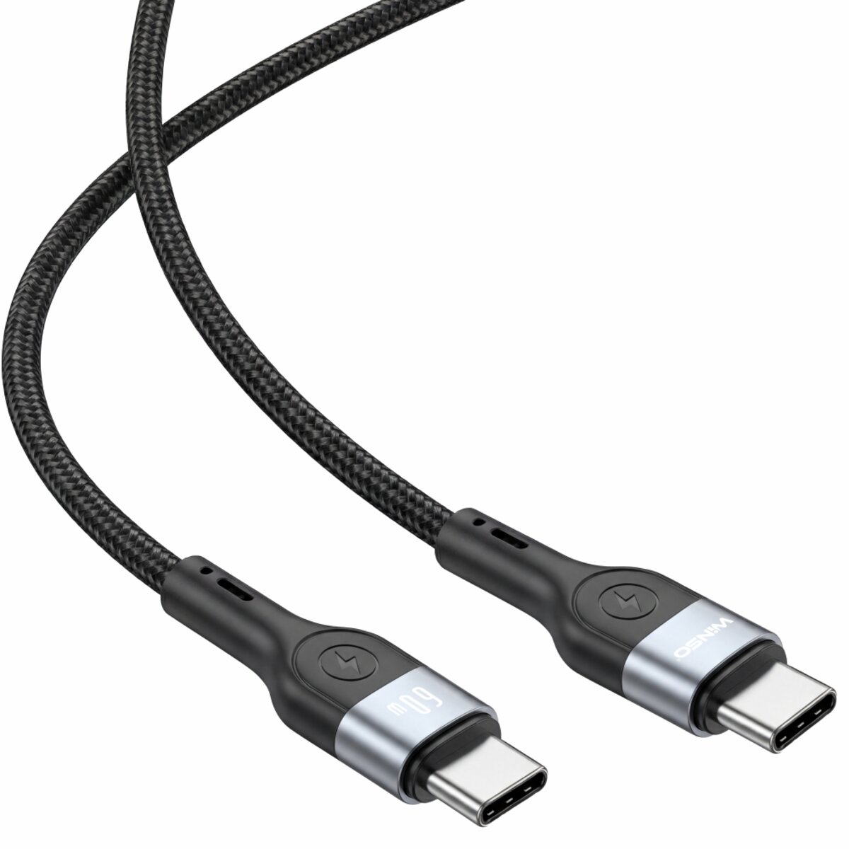Кабель Winso Pro Type-C to Type-C 60W TPE+плетіння 1м чорний (223105B) дивитися фото №3