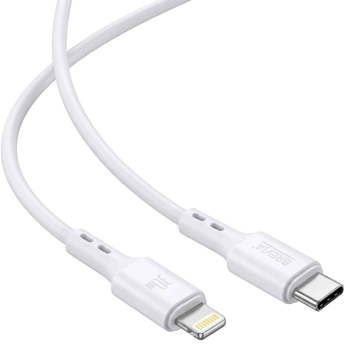 Кабель Brevia Type-C to Lightning 30W 1м, белый ZIP (51100WCLZ1) смотреть фото №3