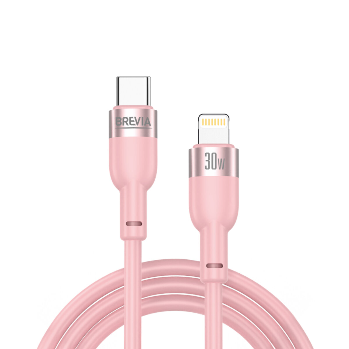 Кабель Brevia Type-C to Lightning 30W 1,2м, розовый ZIP (52120PCLZ1) смотреть фото №1