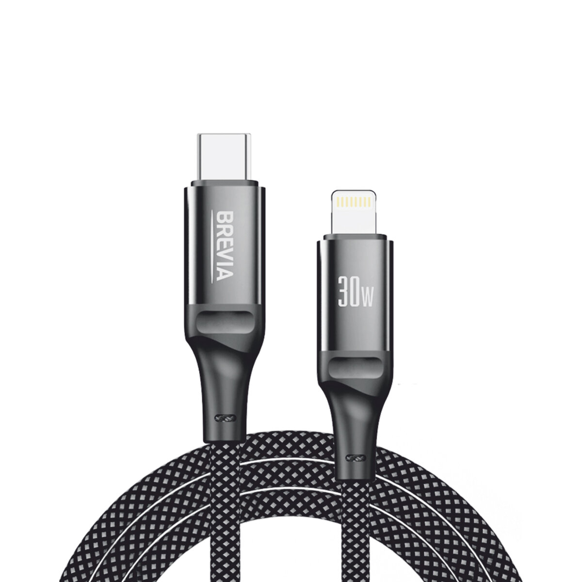 Кабель Brevia Type-C to Lightning 30W 1м, черный ZIP (56100BCLZ1) смотреть фото №1