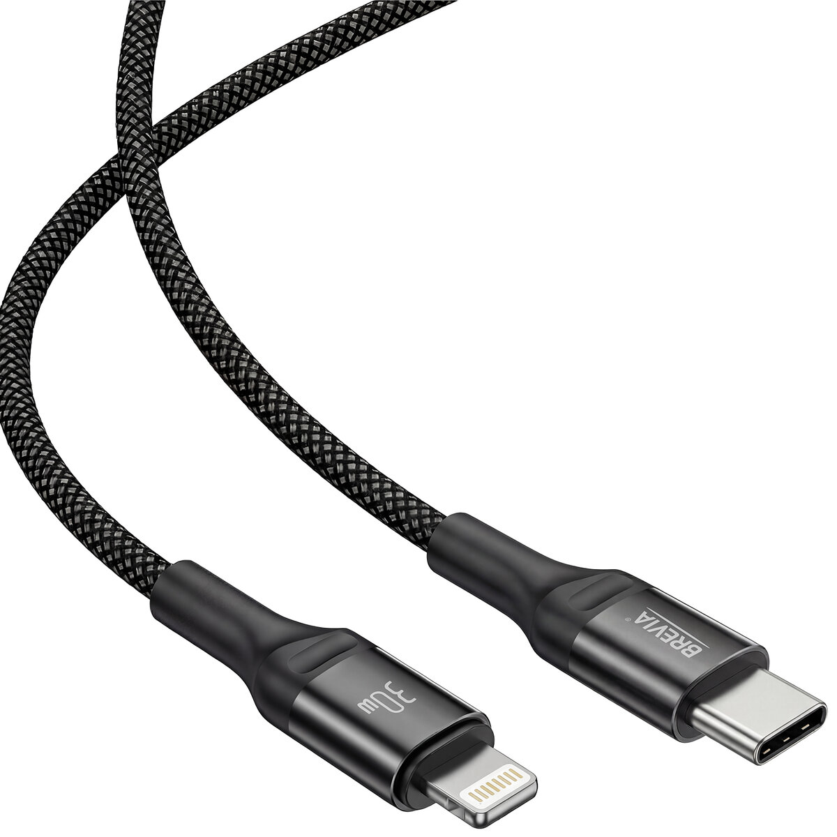 Кабель Brevia Type-C to Lightning 30W 1м, черный ZIP (56100BCLZ1) смотреть фото №3