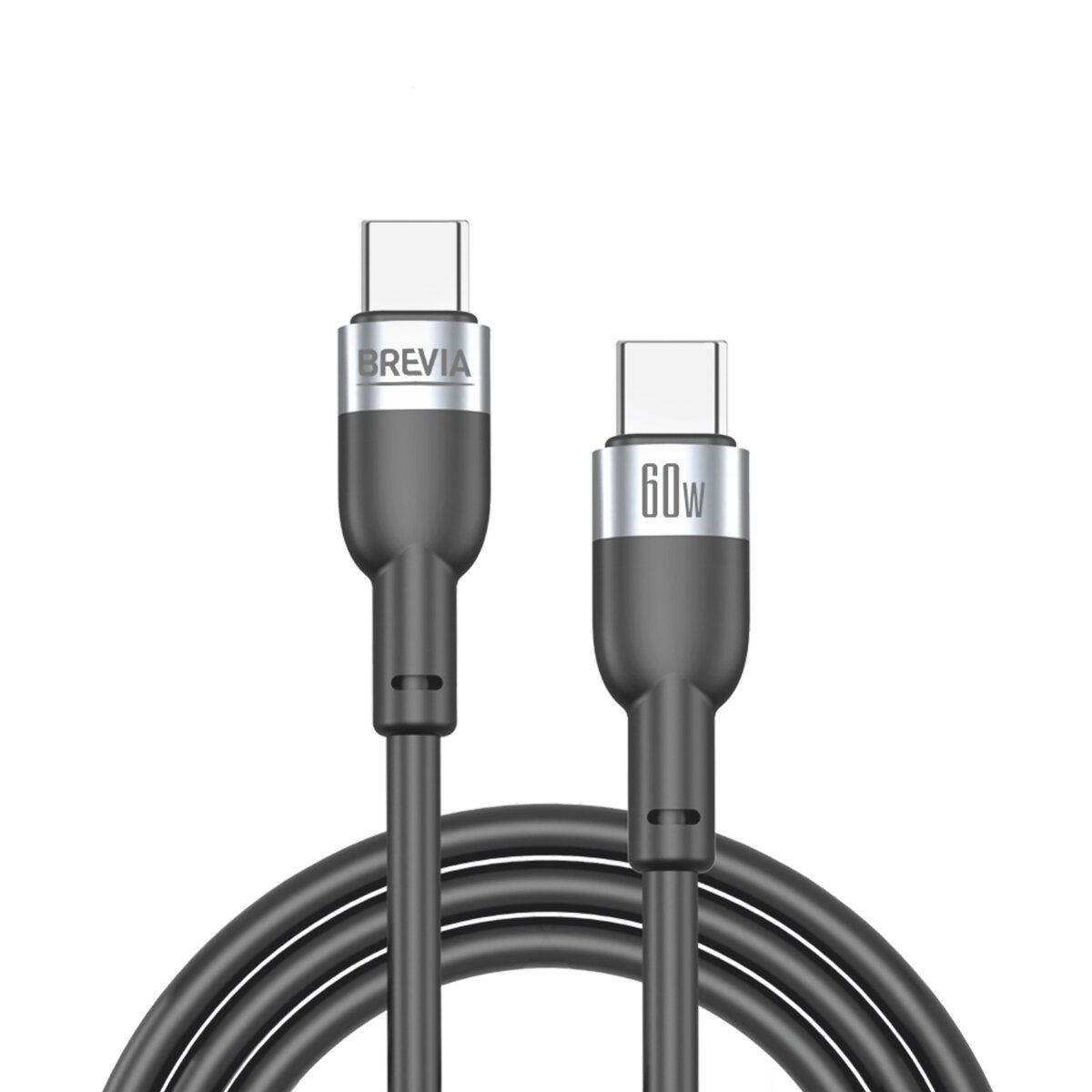 Кабель Brevia Type-C to Type-C 60W 1,2м, чорний box (52120BCCC1) дивитися фото №1
