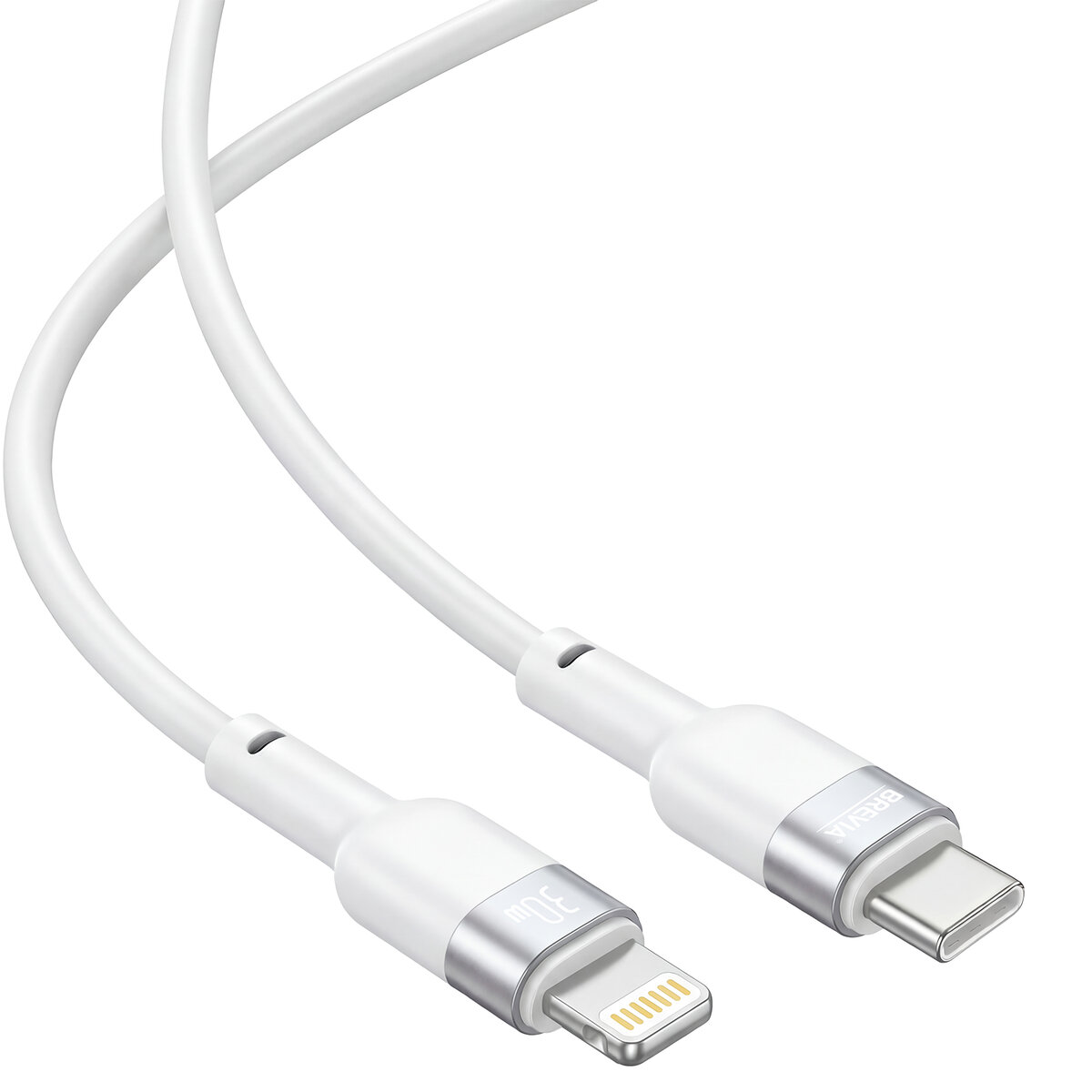 Кабель Brevia Type-C to Lightning 30W 1,2м, белый ZIP (52120WCLZ1) смотреть фото №3