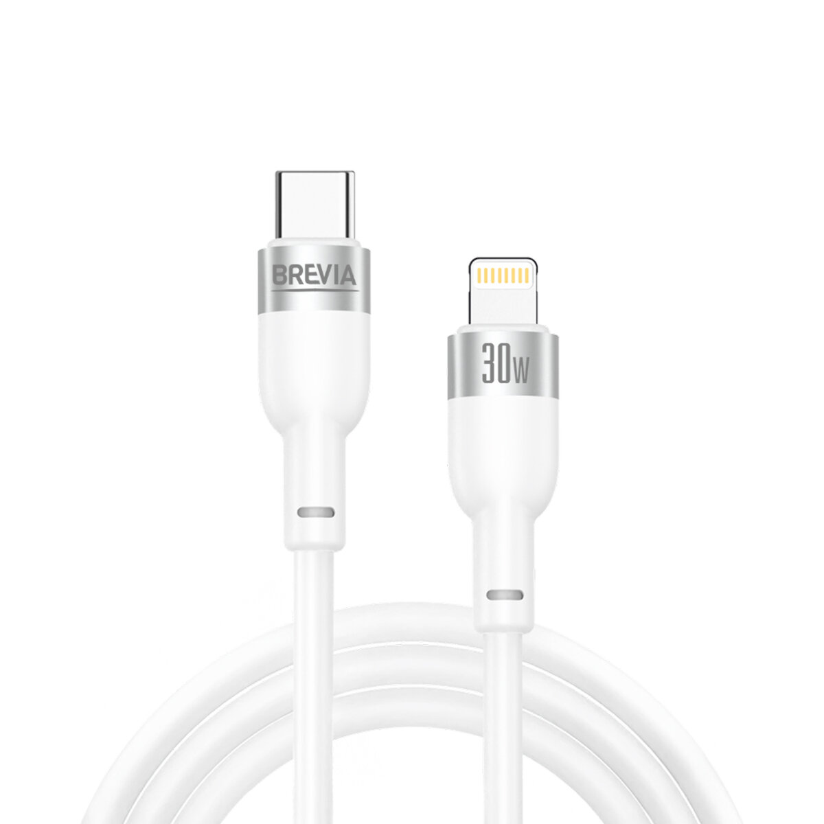 Кабель Brevia Type-C to Lightning 30W 1,2м, белый ZIP (52120WCLZ1) смотреть фото №1