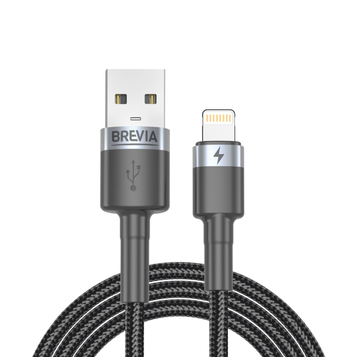 Кабель Brevia USB to Lightning 2,4А 2м, черный ZIP (53200BULZ1) смотреть фото №1