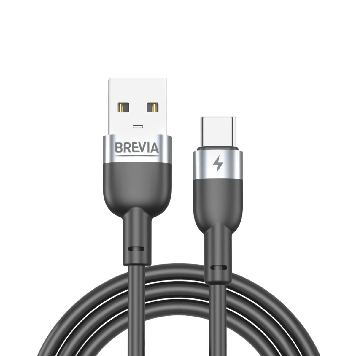 Кабель Brevia USB to Type-C 2,4A  1,2м, черный ZIP (52120BUCZ1) смотреть фото №1