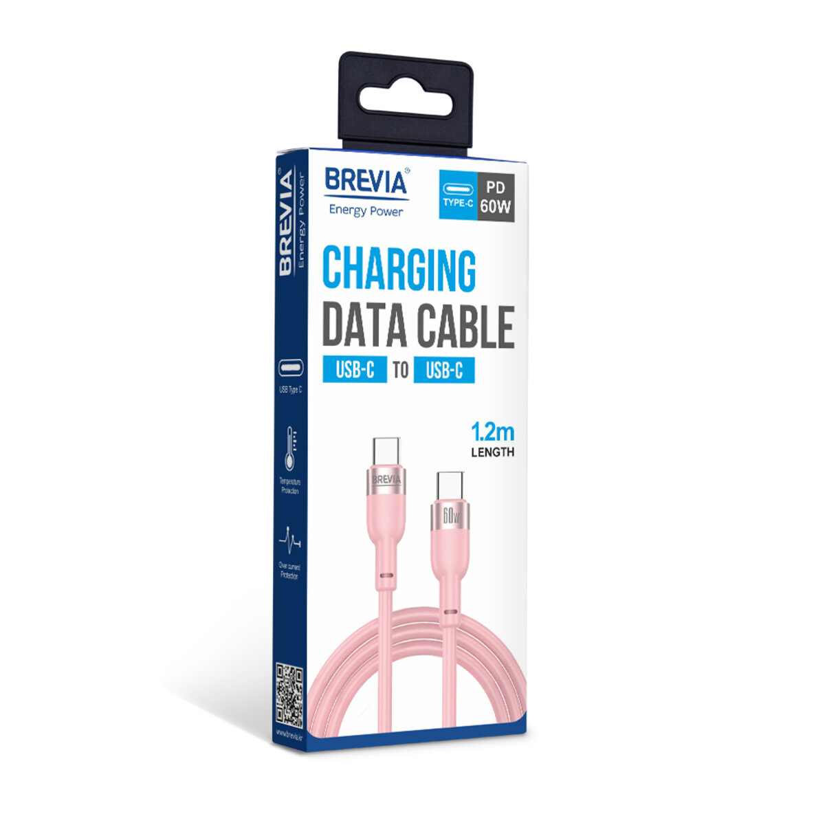 Кабель Brevia Type-C to Type-C 60W 1,2м, розовый box (52120PCCC1) смотреть фото №4