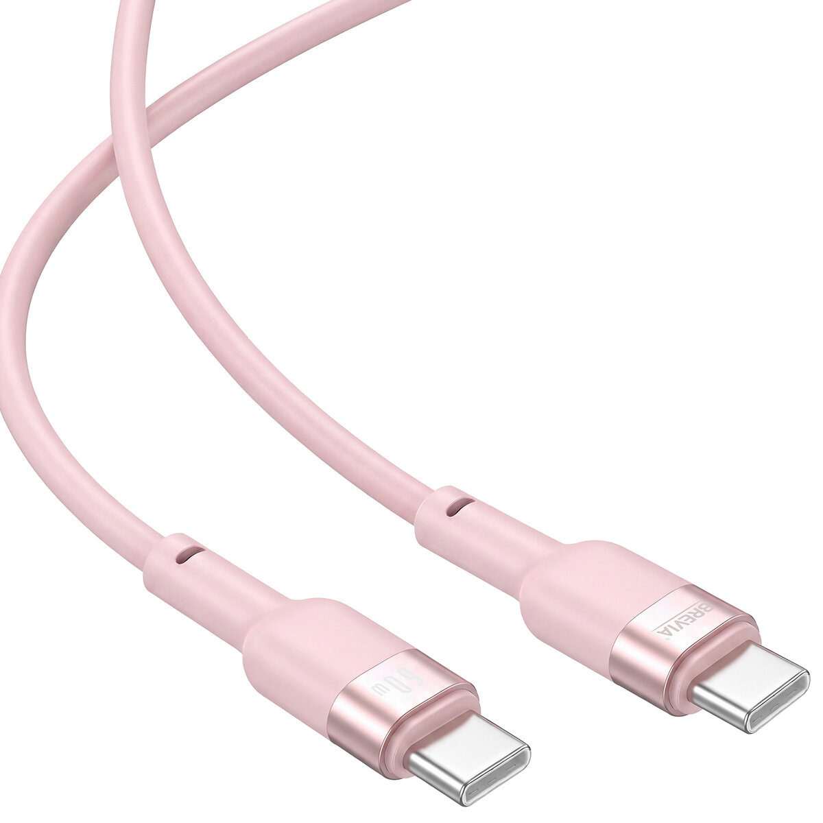 Кабель Brevia Type-C to Type-C 60W 1,2м, розовый box (52120PCCC1) смотреть фото №3