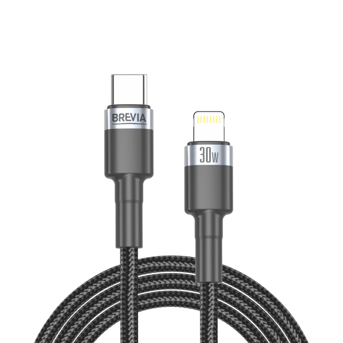 Кабель Brevia Type-C to Lightning 30W 1м, чорний ZIP (53100BCLZ1) дивитися фото №1