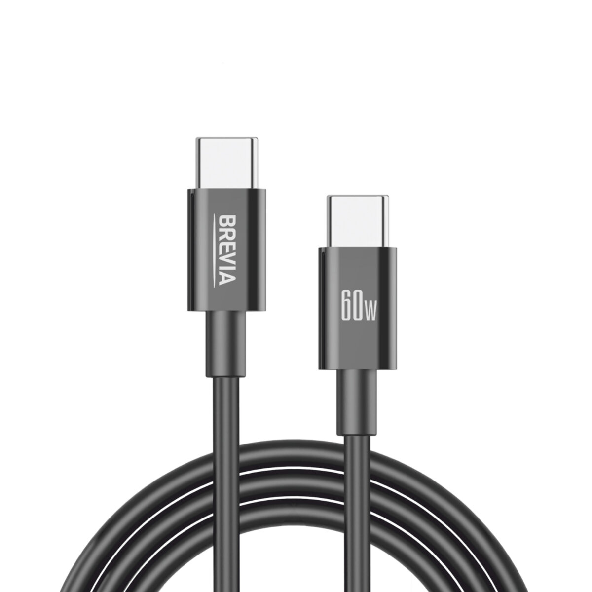 Кабель Brevia Type-C to Type-C 60W 1м, черный box (55100BCCC1) смотреть фото №1