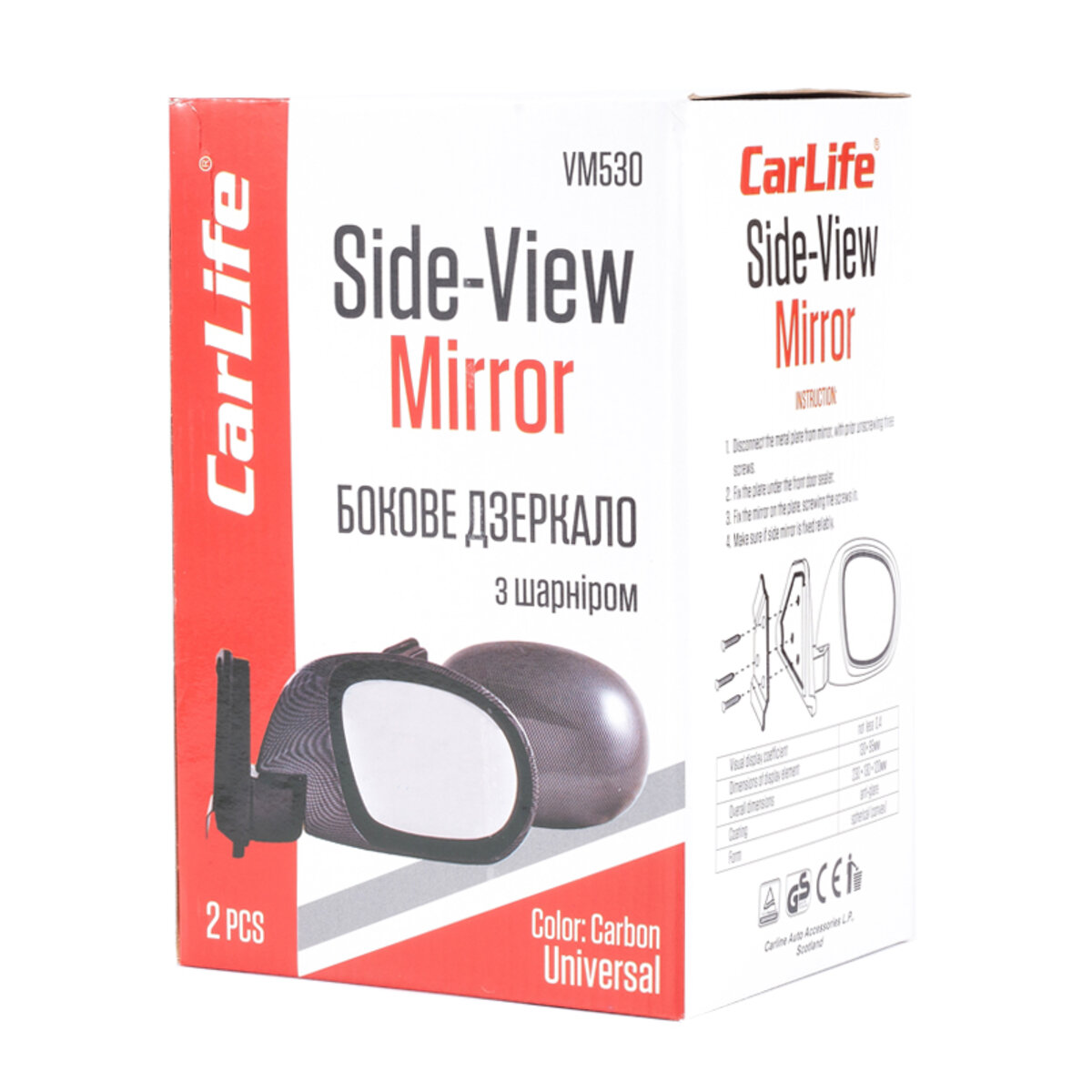 Дзеркала бокові Carlife, універсальні, комп. 2шт VM530 (VM530) дивитися фото №3