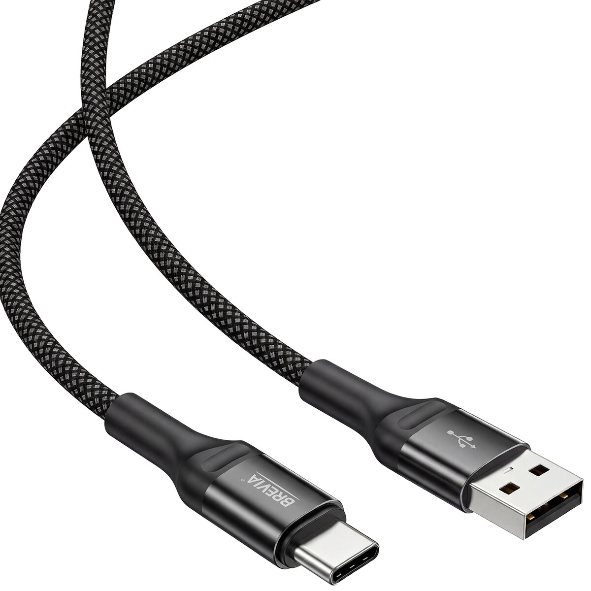 Кабель Brevia USB to Type-C 2,4А 1м, черный ZIP (56100BUCZ1) смотреть фото №3