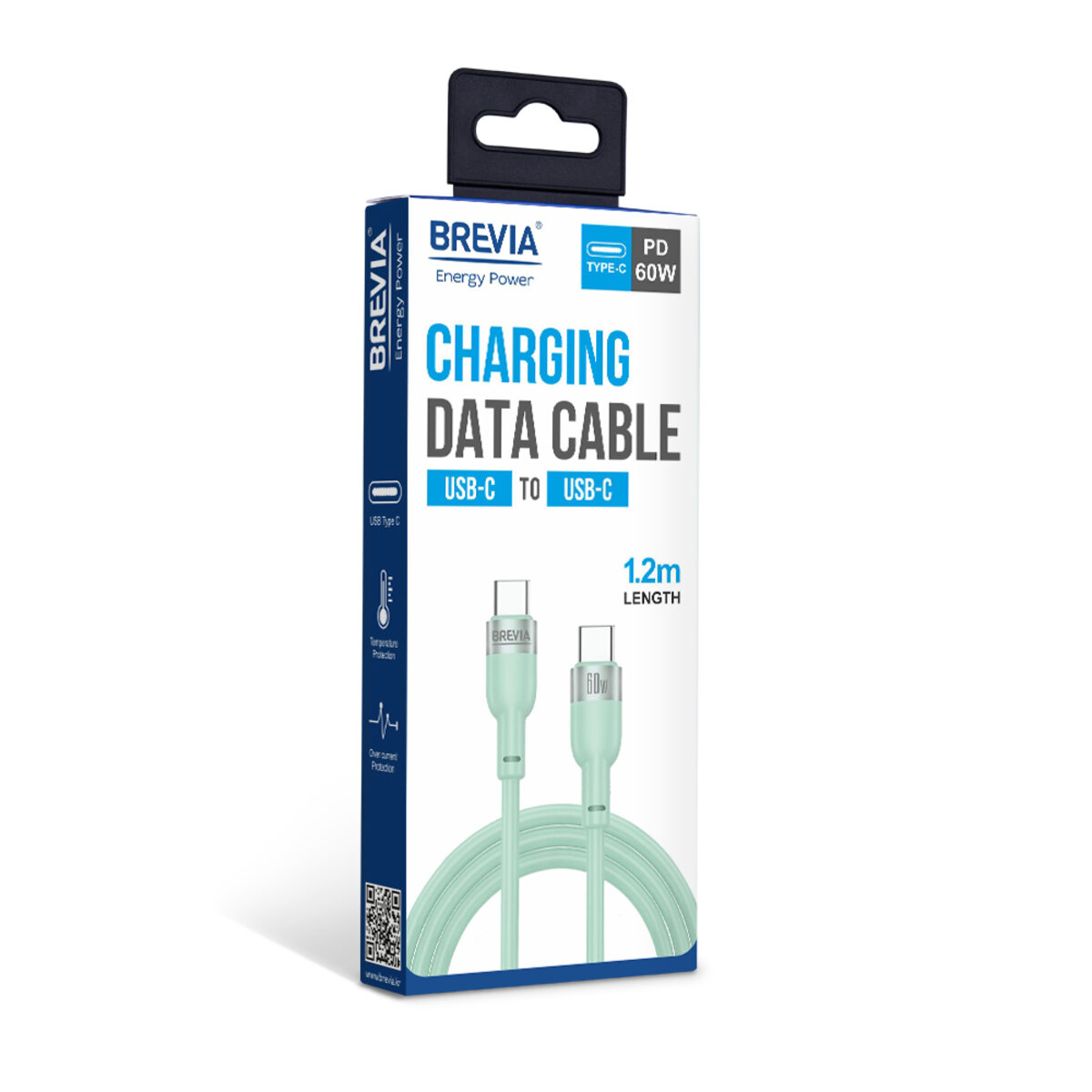 Кабель Brevia Type-C to Type-C 60W 1,2м, мятный box (52120MCCC1) смотреть фото №4