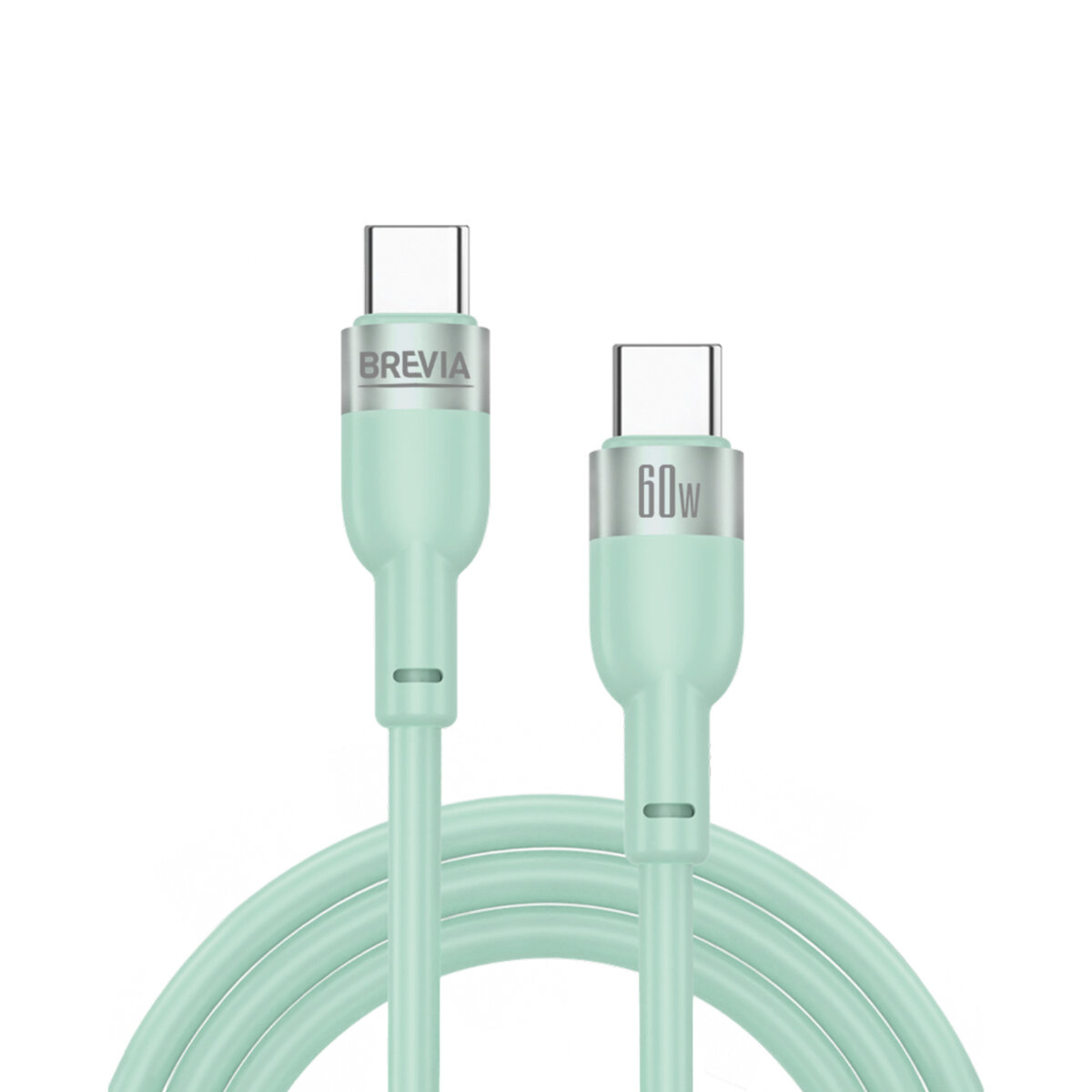 Кабель Brevia Type-C to Type-C 60W 1,2м, мятный box (52120MCCC1) смотреть фото №1