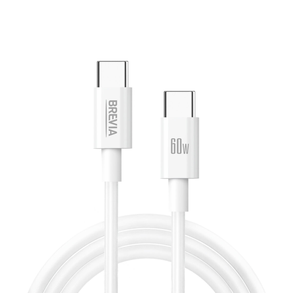 Кабель Brevia Type-C to Type-C 60W 1м, белый box (55100WCCC1) смотреть фото №1