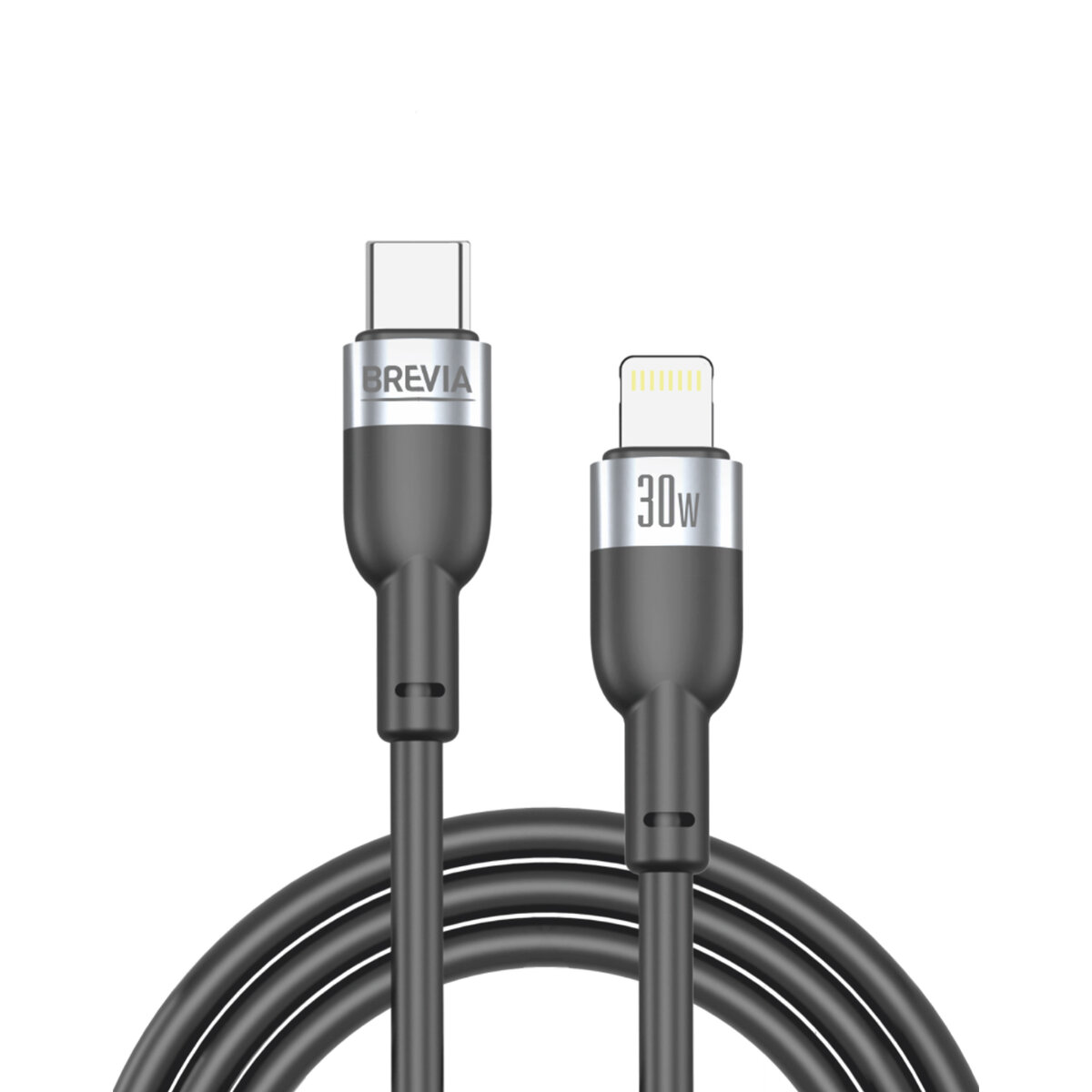 Кабель Brevia Type-C to Lightning 30W 1,2м, черный box (52120BCLC1) смотреть фото №1