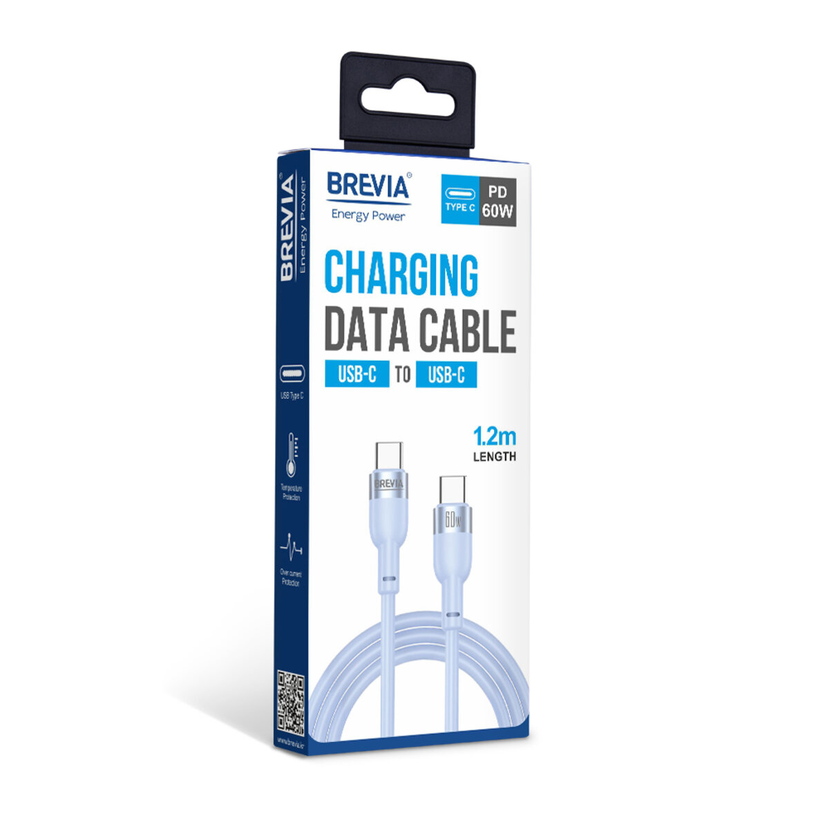 Кабель Brevia Type-C to Type-C 60W 1,2м, синий box (52120UCCC1) смотреть фото №4