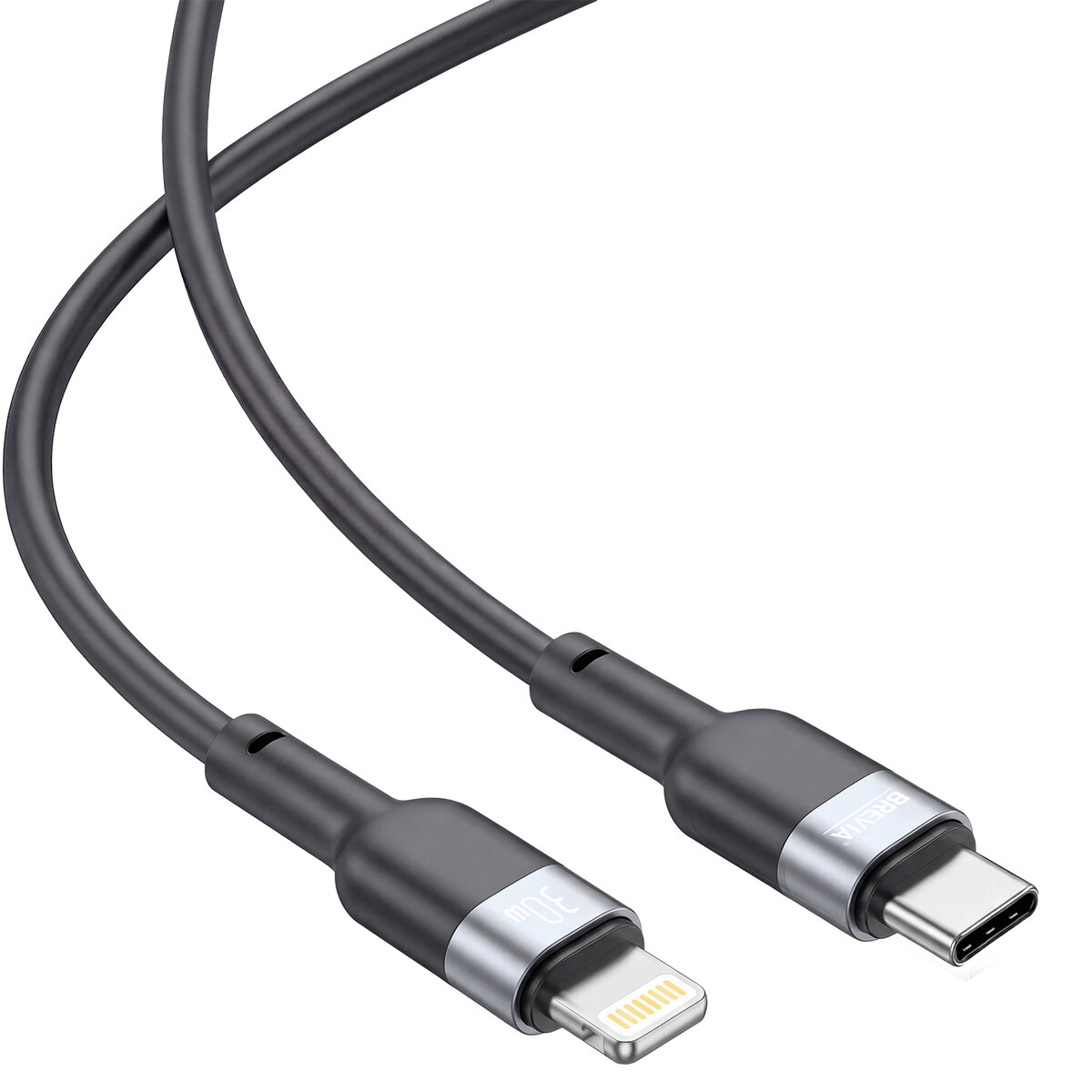 Кабель Brevia Type-C to Lightning 30W 1,2м, черный ZIP (52120BCLZ1) смотреть фото №3