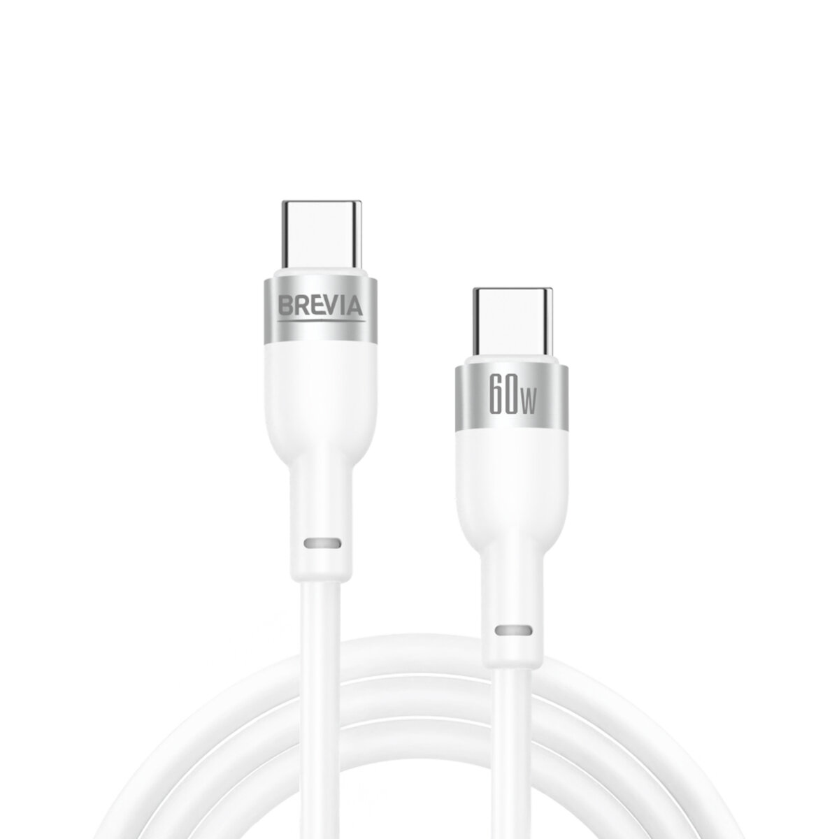 Кабель Brevia Type-C to Type-C 60W 1,2м, белый box (52120WCCC1) смотреть фото №1