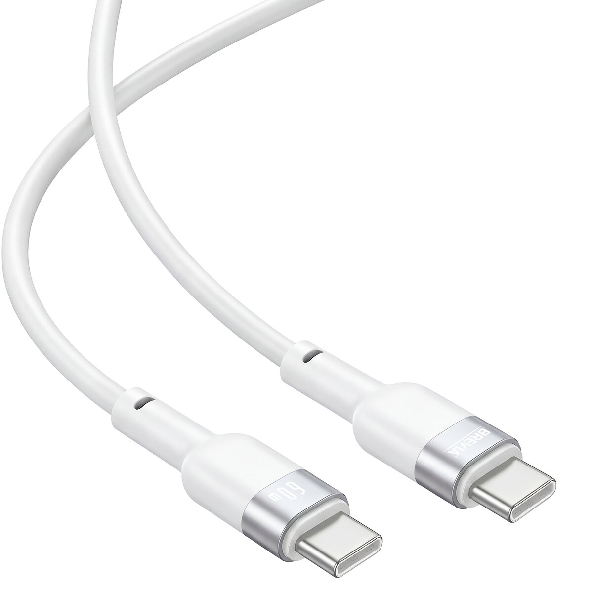 Кабель Brevia Type-C to Type-C 60W 1,2м, белый box (52120WCCC1) смотреть фото №3