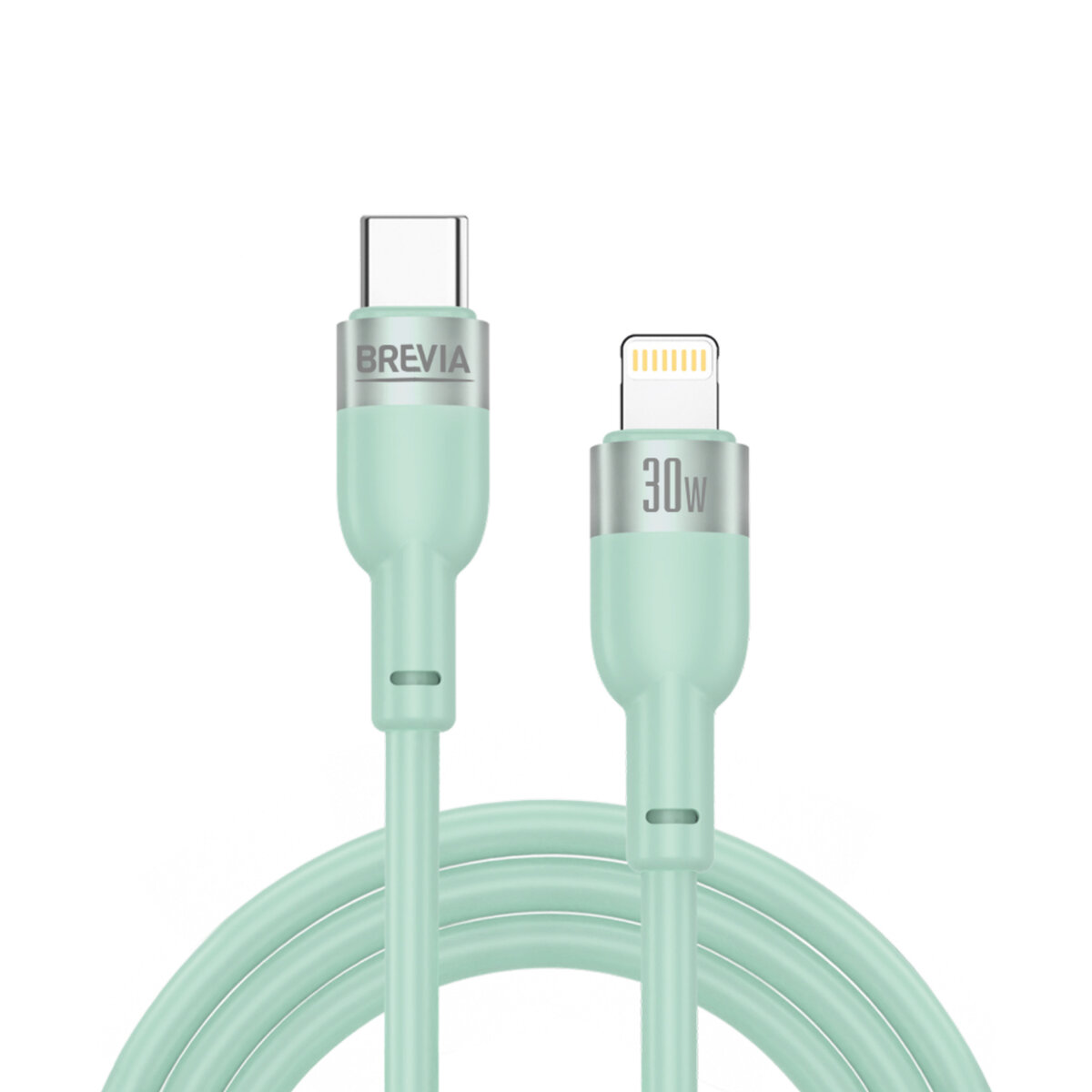 Кабель Brevia Type-C to Lightning 30W 1,2м, мятный ZIP (52120MCLZ1) смотреть фото №1