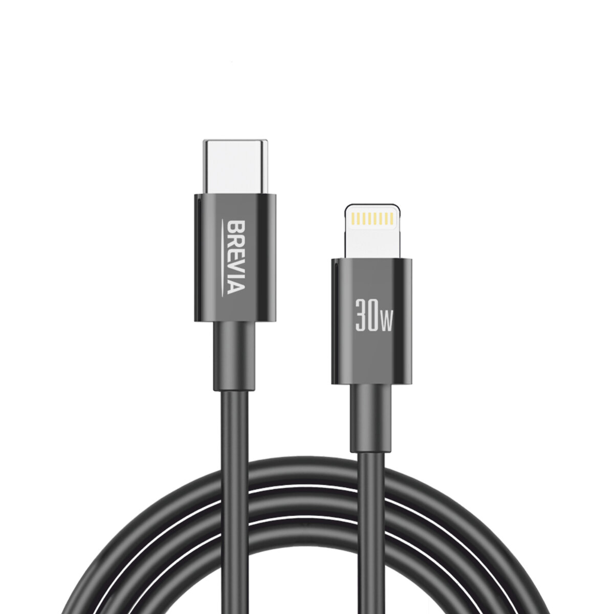 Кабель Brevia Type-C to Lightning 30W 1м, черный ZIP (55100BCLZ1) смотреть фото №1