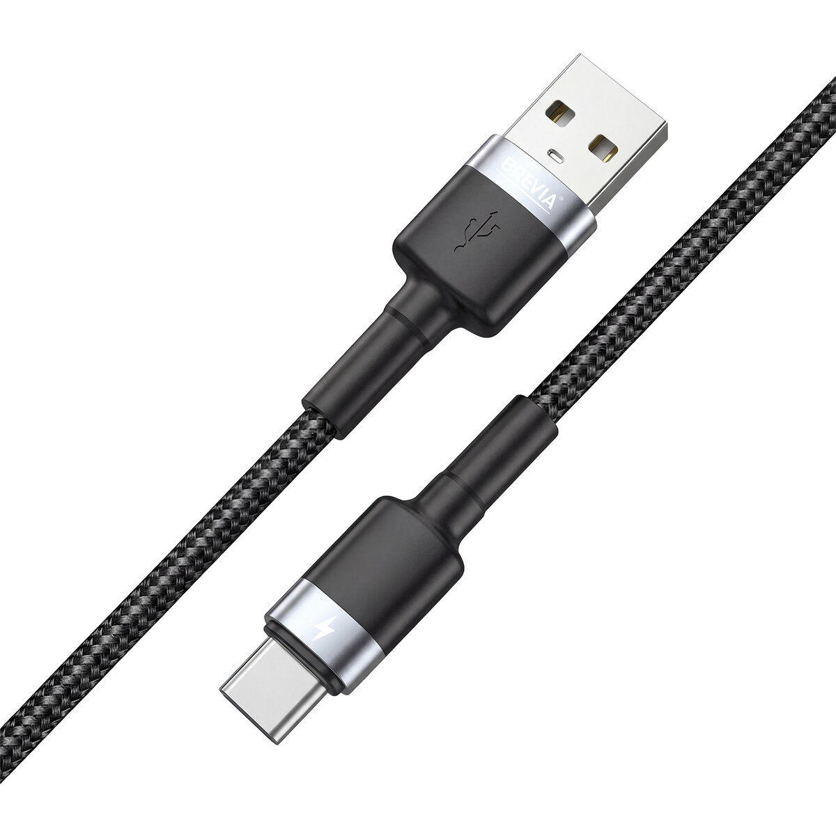 Кабель Brevia USB to Type-C 2,4А 1м, черный ZIP (53100BUCZ1) смотреть фото №2