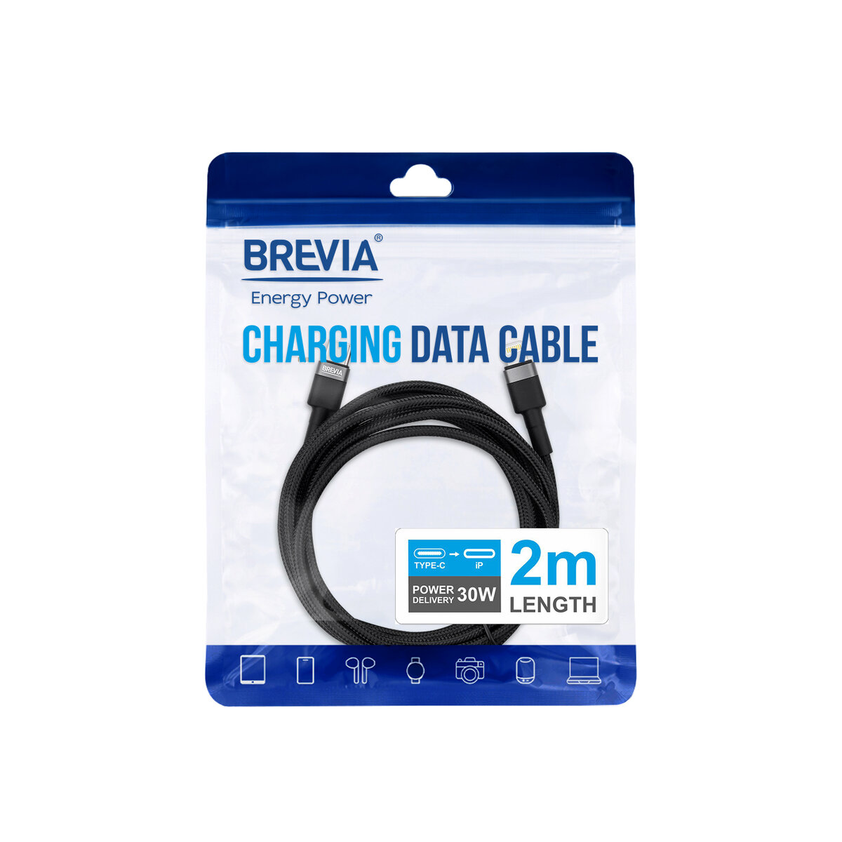 Кабель Brevia Type-C to Lightning 30W 2м, черный ZIP (53200BCLZ1) смотреть фото №4