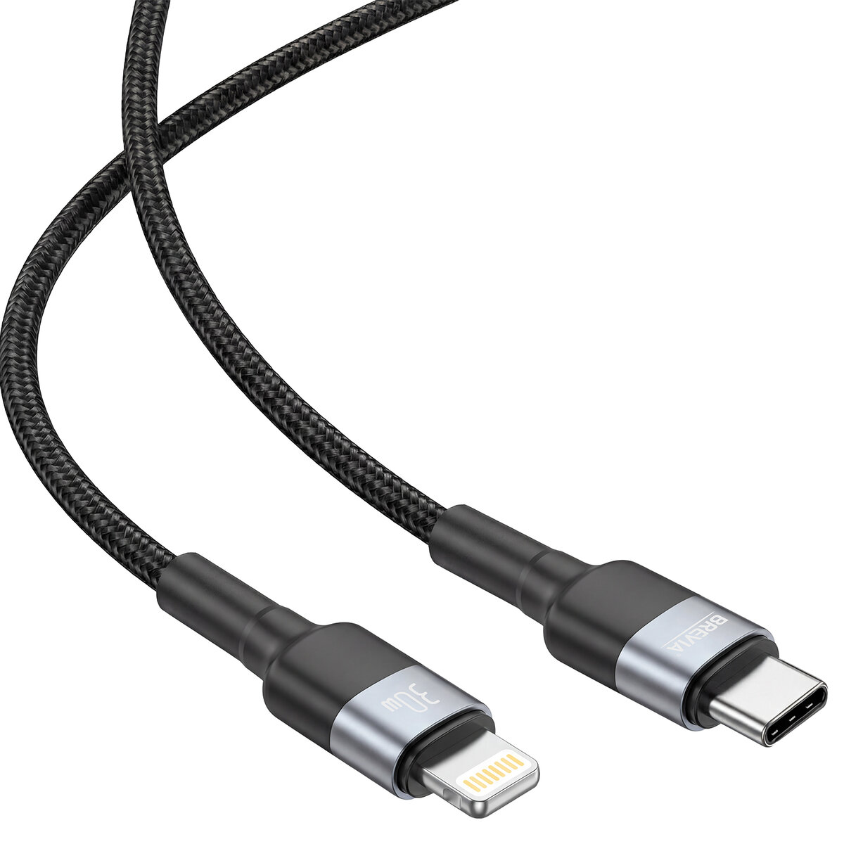 Кабель Brevia Type-C to Lightning 30W 2м, черный ZIP (53200BCLZ1) смотреть фото №3