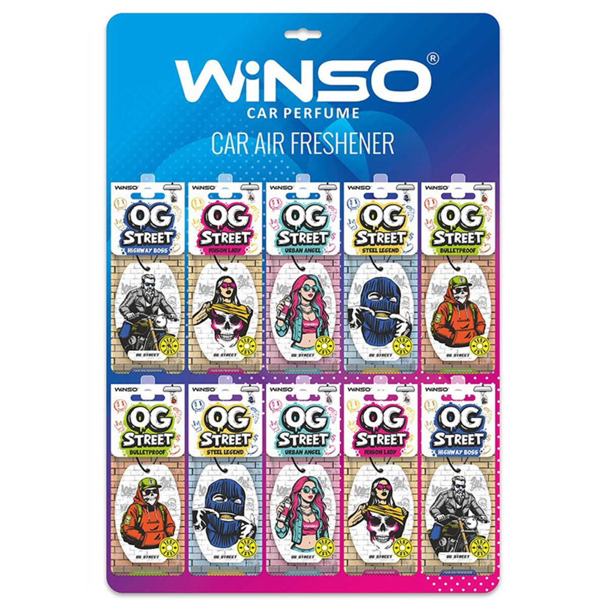 MIX ароматизаторов целлюлозных Winso OG Street дисплей 50шт (500250) смотреть фото №1